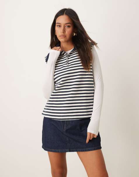 ASOS DESIGN supersoft half zip sleeveless tank top in stripe (part of a set) - view 1