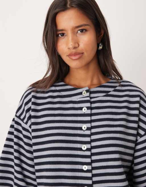 ASOS DESIGN - Supersoft - Haut d'ensemble avec manches courtes et rayures - Bleu marine, 2 de 4