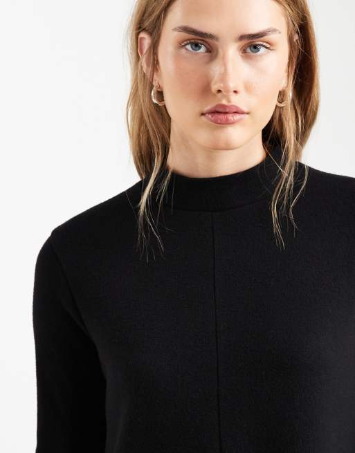ASOS DESIGN supersoft high neck trapeze mini dress in black, 3 of 4