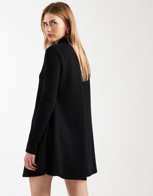 ASOS DESIGN supersoft high neck trapeze mini dress in black, 4 of 4