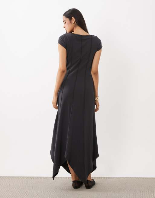 ASOS DESIGN supersoft jurk met zichtbare naden midi in antracietgrijs, 4 van 4