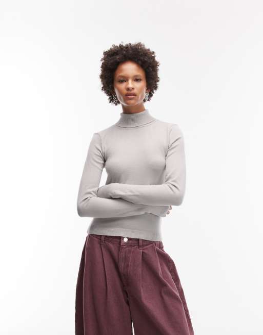 ASOS DESIGN supersoft knitted roll neck jumper in grey
