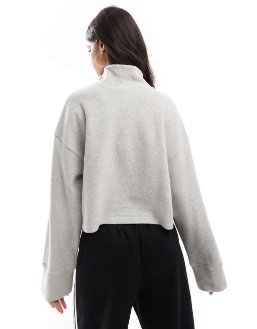 ASOS DESIGN supersoft long sleeve boxy crop half zip sweater