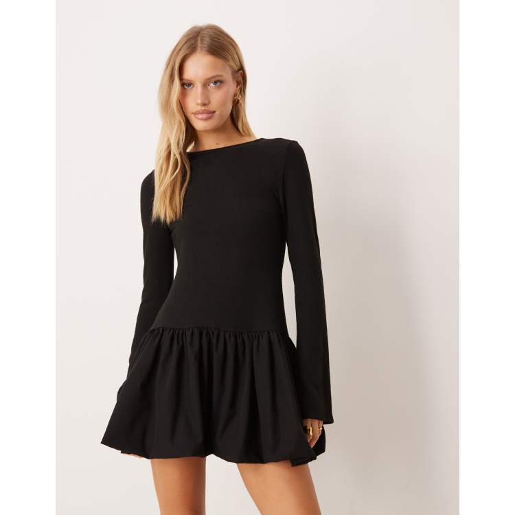 knit midi dress with sleeves Long Sleeve Open Back Textured Knit Midi Dress - SMALL / White