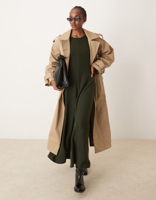 Maxi Dress With Trench Coat ASOS DESIGN Supersoft Long Sleeve Maxi