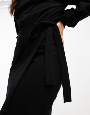 エイソス ASOS DESIGN supersoft long sleeve midi dress with wrap