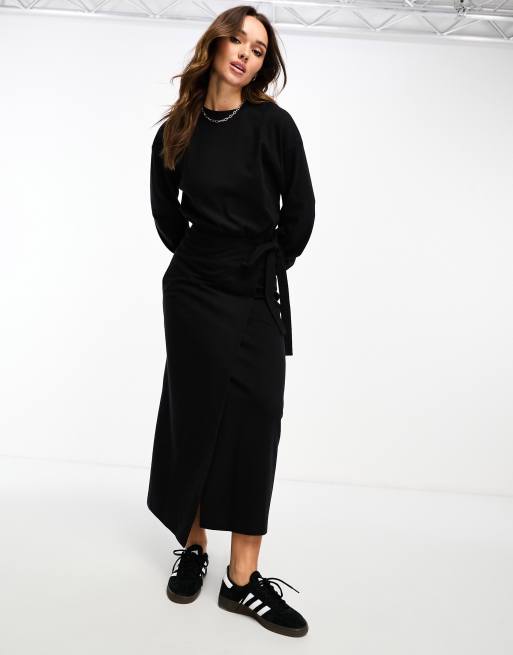 エイソス ASOS DESIGN supersoft long sleeve midi dress with wrap