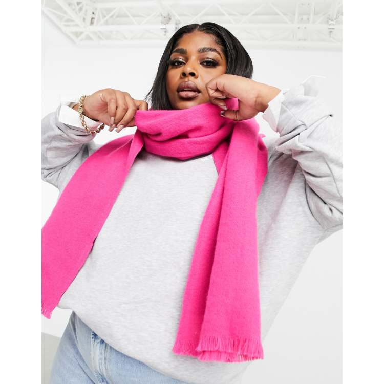 ASOS DESIGN supersoft long woven scarf with raw edge in bright pink