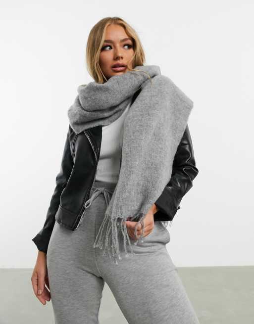 Long hot sale grey scarf