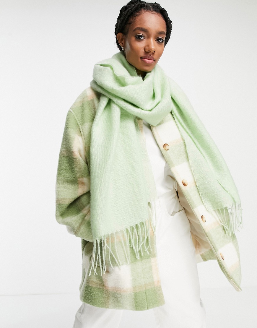 ASOS DESIGN supersoft long woven scarf with tassels in ice green