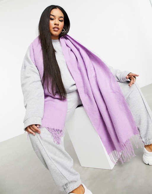 ASOS DESIGN supersoft long woven scarf with tassels in lilac