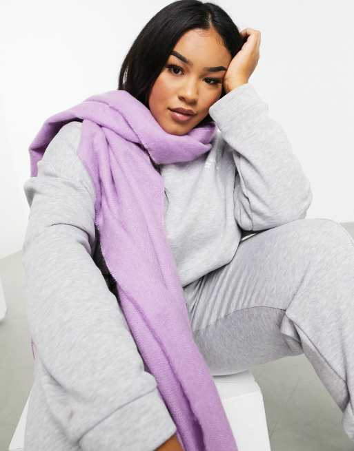 ASOS DESIGN supersoft long woven scarf with tassels in lilac, 4 of 4