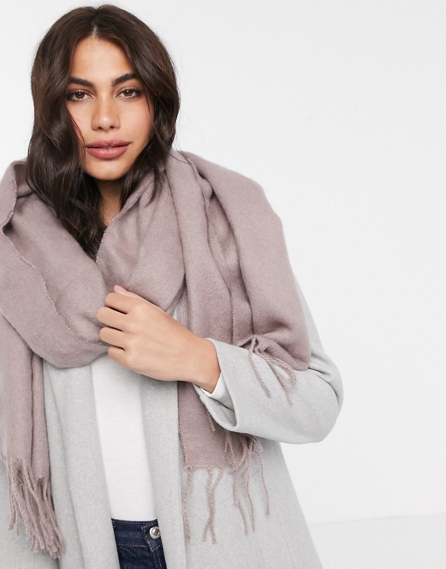 ASOS DESIGN supersoft long woven scarf with tassels in mauve-Pink