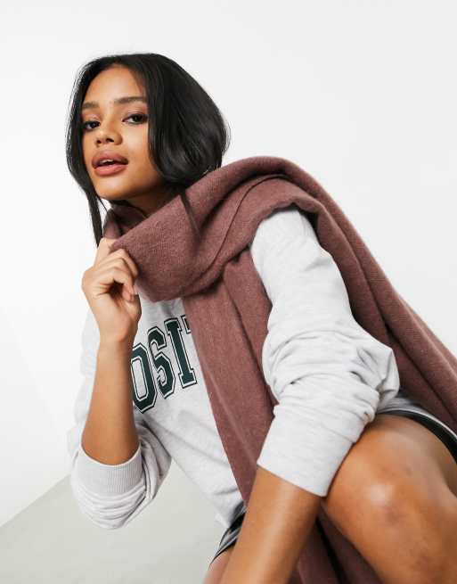 ASOS DESIGN supersoft long woven scarf with raw edge in sage, ASOS