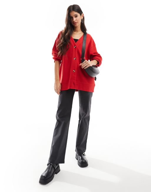 ASOS DESIGN supersoft longline cardigan in red (part of a set)