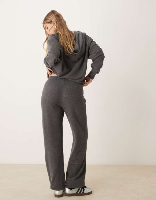 ASOS DESIGN supersoft low rise cuffed trackies in grey marl (part of a set), 3 of 5