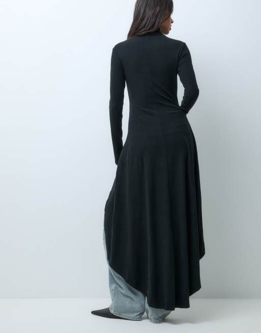 ASOS DESIGN supersoft maxi top met cape en drapering in zwart, 4 van 5