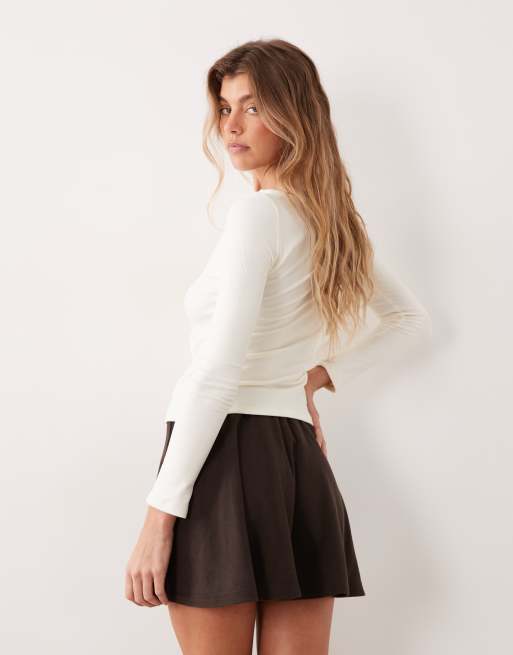 ASOS DESIGN supersoft mini circle skirt in chocolate, 3 of 4