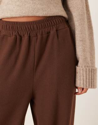 Asos Design Supersoft Oversized Barrel Leg Sweatpants In Brown