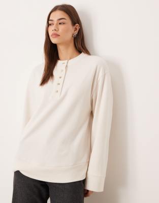Asos Design Supersoft Oversized Henley Sweater In White
