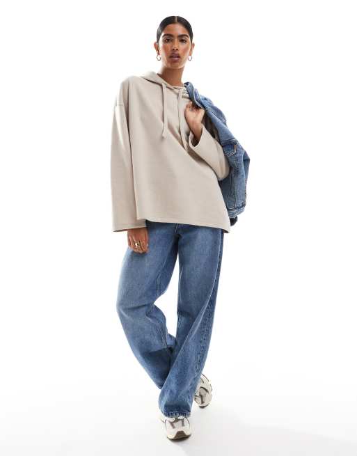 ASOS DESIGN supersoft oversized hoodie in warm cream (part of a set), 3 of 4