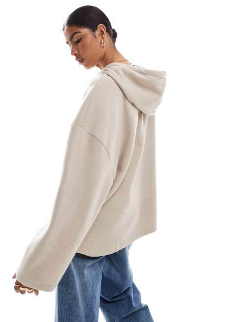 ASOS DESIGN supersoft oversized hoodie in warm cream (part of a set), 4 of 4