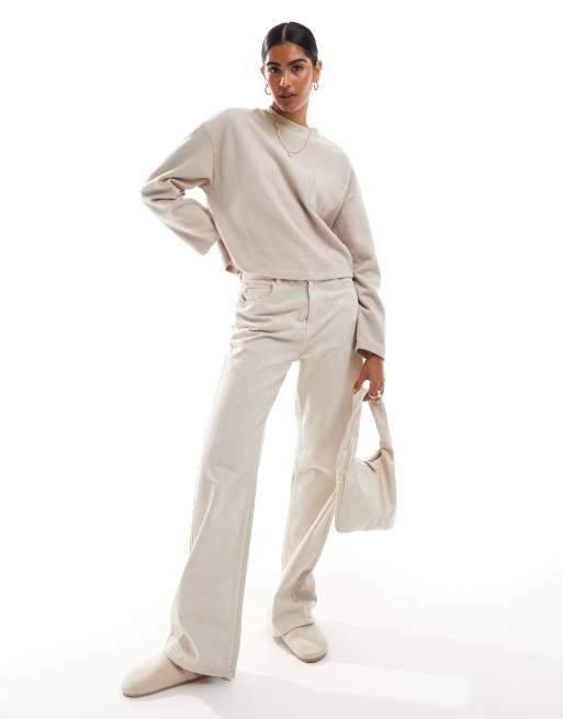 ASOS DESIGN supersoft oversized jumper with pocket detail in warm cream - CREAM, 2 of 4