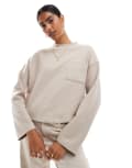 [ASOS DESIGN] ASOS DESIGN supersoft oversized jumper with pocket detail in warm cream-White 4 WARM CREAM