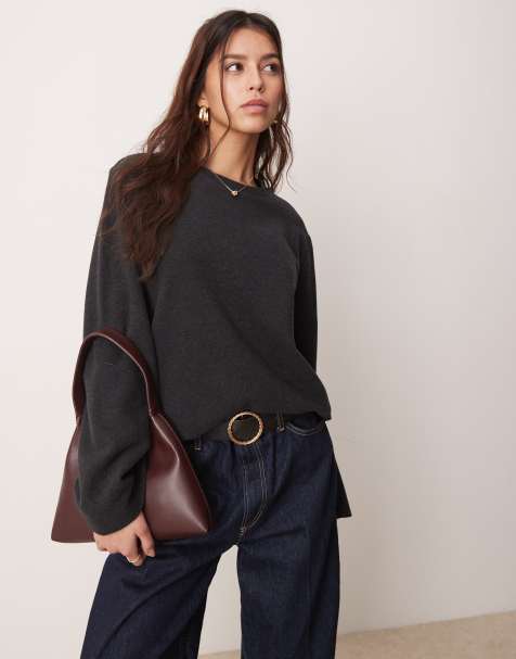ASOS DESIGN supersoft oversized long sleeve t-shirt in charcoal - view 1