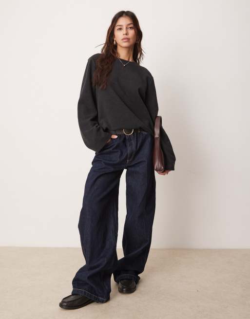 ASOS DESIGN supersoft oversized long sleeve t-shirt in charcoal