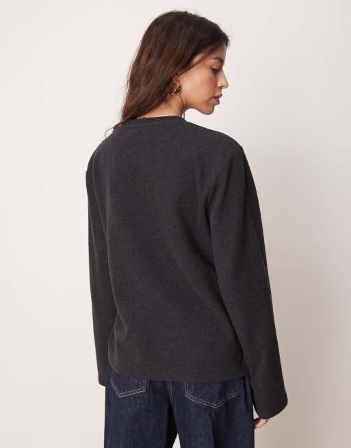 ASOS DESIGN supersoft oversized long sleeve t-shirt in charcoal