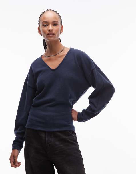 ASOS DESIGN supersoft oversized slouchy jumper in navy - view 1