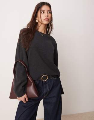 Asos Design Supersoft Oversized T-shirt In Charcoal-gray