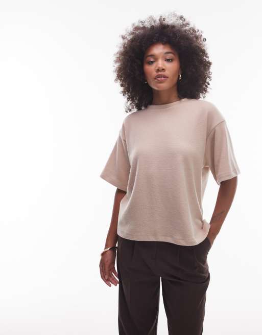 ASOS DESIGN supersoft oversized t-shirt with twist back detail in light taupe, 2 of 4