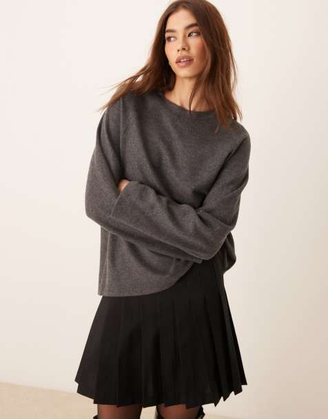 ASOS DESIGN supersoft raglan oversized jumper in grey - view 1