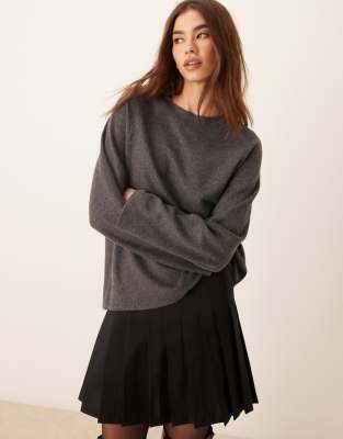 Asos Design Supersoft Raglan Oversized Top In Gray
