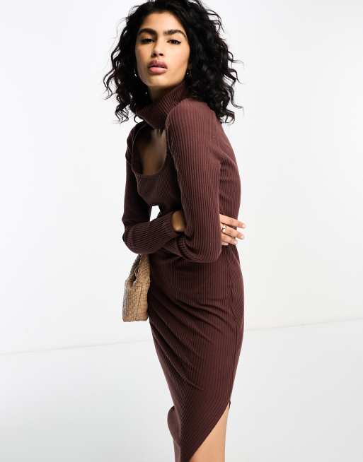 Midi fitted dress with hot sale sleeves