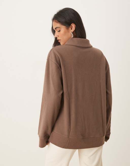 ASOS DESIGN Supersoft rugby collar long sleeve tee - BRONZE, 3 of 4