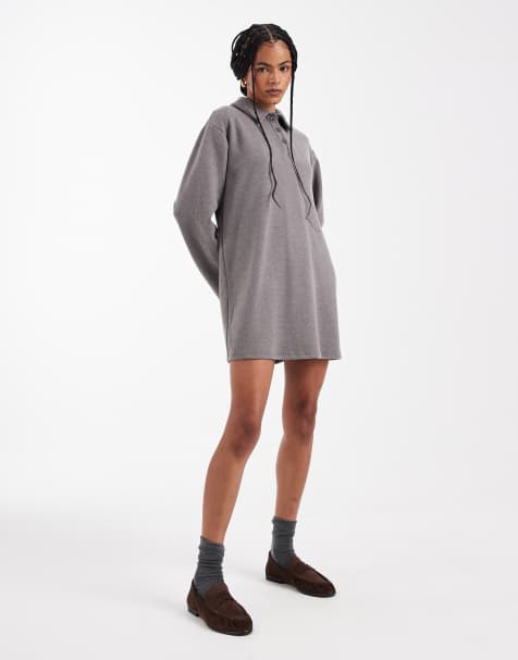 ASOS DESIGN supersoft rugby dress in gray - view 1