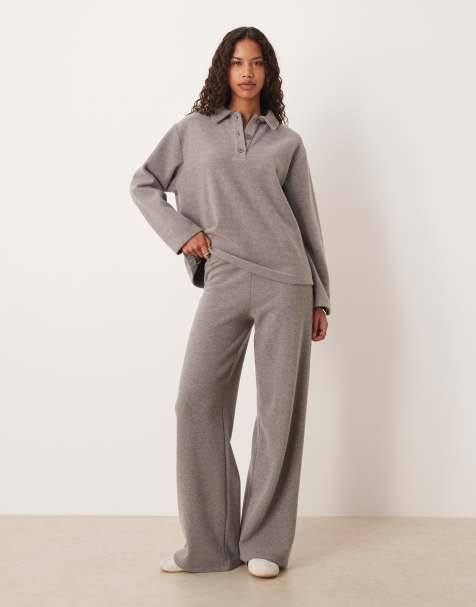 ASOS DESIGN supersoft rugby oversized top co ord in grey