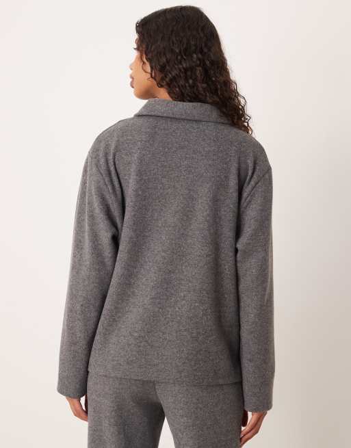 ASOS DESIGN supersoft rugby oversized top in grey (part of a set), 4 of 4