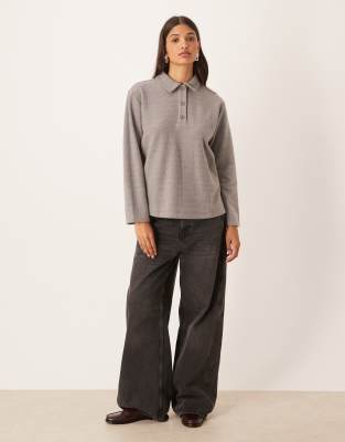Asos Design Supersoft Rugby Oversized Top In Gray