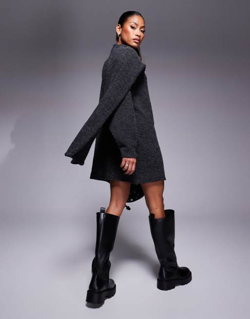ASOS DESIGN supersoft scarf detail long sleeve mini dress in - Main Image