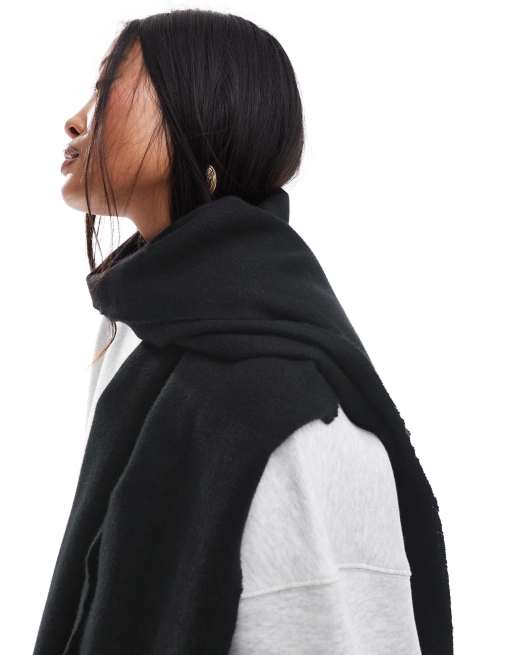 ASOS DESIGN supersoft scarf with tassels in black | ASOS