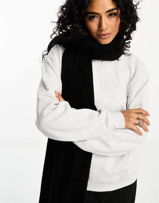 ASOS DESIGN supersoft scarf with tassels in black, 2 of 4