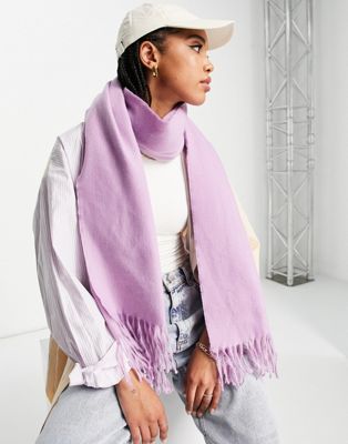 ASOS DESIGN supersoft scarf with tassels in bright pink | ASOS