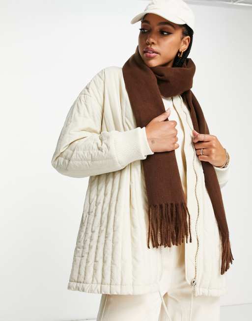 ASOS DESIGN supersoft scarf with tassels in chocolate | ASOS