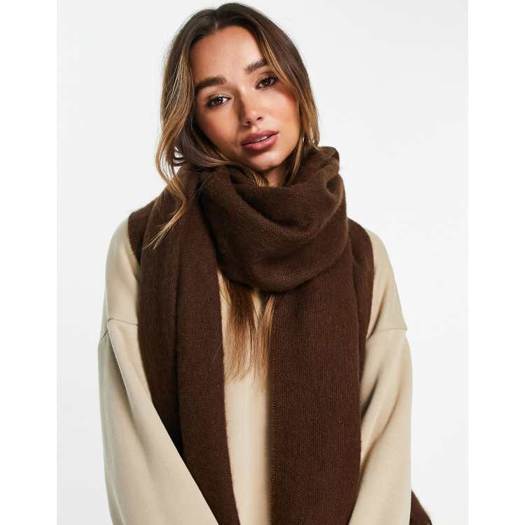 ASOS DESIGN monogram jacquard scarf in brown