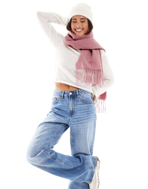 ASOS DESIGN supersoft scarf with tassels in light pink - view 1