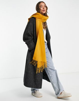 ASOS DESIGN supersoft scarf with tassels in mustard yellow  - ASOS Price Checker